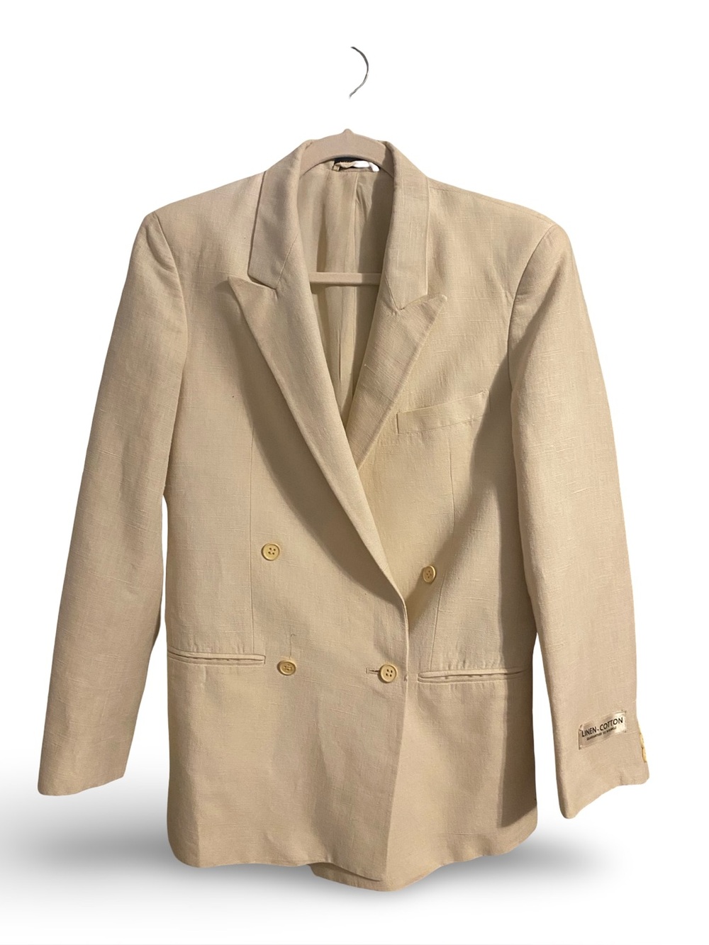 Classic Beige Double-Breasted Men's Blazer